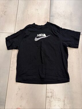 Nike womens sportswear Black T-Shirt with White Swoosh